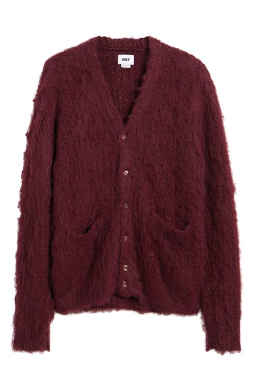 Shop Obey Patron Cardigan In Zinfandel