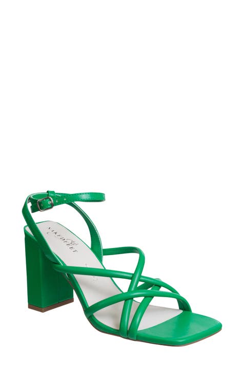 Block heel sandals green best sale