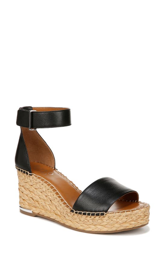 Shop Franco Sarto Clemens Ankle Strap Platform Wedge Sandal In Black Raffia