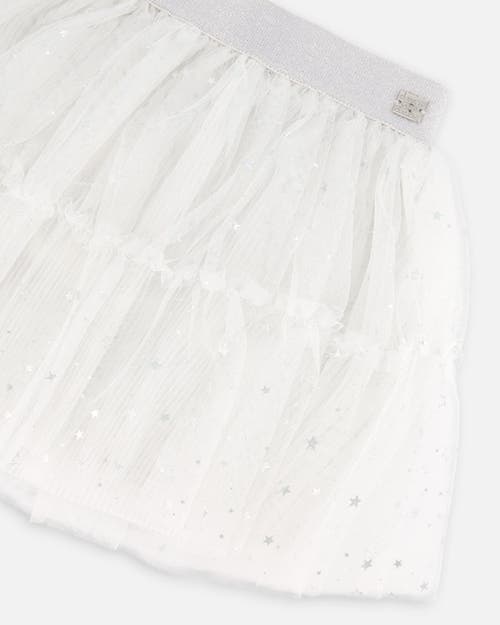 Shop Deux Par Deux Girl's Glittering Tulle Skirt Off White