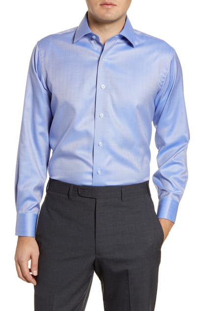 LORENZO UOMO TRIM FIT NON-IRON HERRINGBONE DRESS SHIRT,NF9F197