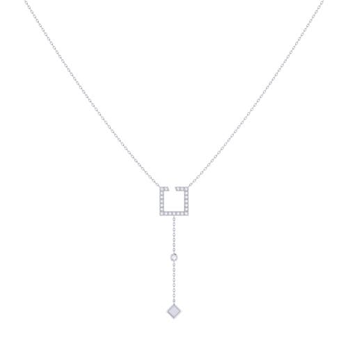 Shop Luvmyjewelry Street Light Square Sterling Silver Diamond Lariat Necklace