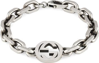 Gucci Men's Interlocking G Bracelet M in Aged Sterling Silver, Size Medium | End Clothing