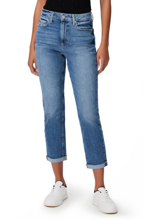 PLNOTME Womens High Waisted Capri Jeans Boyfriend Baggy Straight Leg Cropped  Denim Pants Blue at  Women's Jeans store