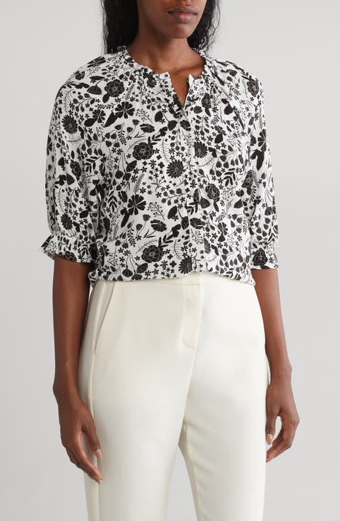 Print Ruffle Blouse