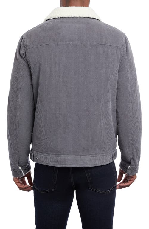 Lucky Brand Kenton Corduroy Faux Shearling Lined Trucker Jacket In Pearl
