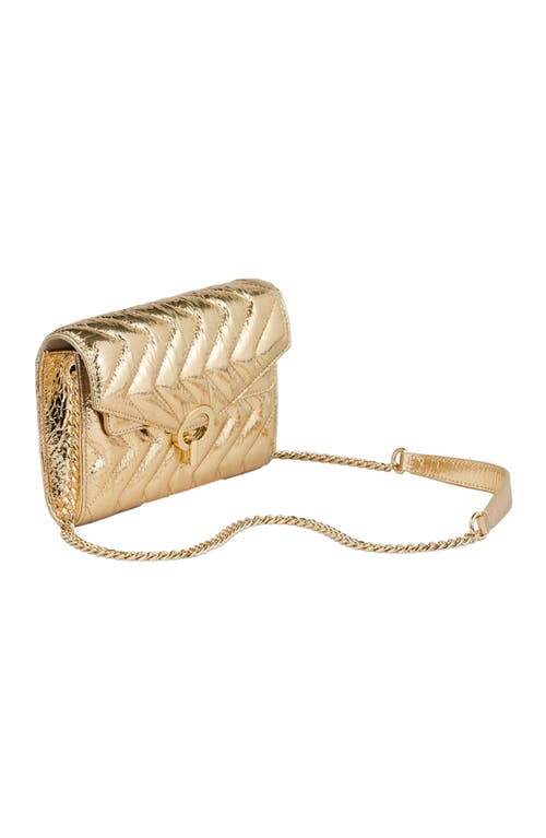 Shop Sandro Crackled Leather Crossbody Bag In Gold