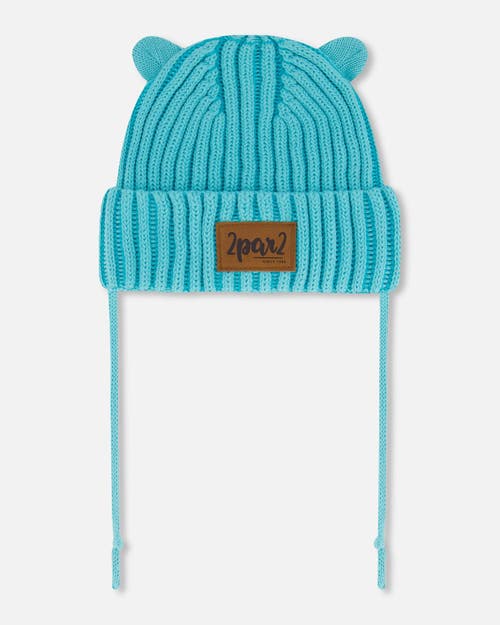 Deux Par Deux Baby Unisex Baby Knit Hat With Ears Turquoise at Nordstrom