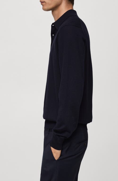 Shop Mango Merino Wool Polo Sweater<br /> In Black