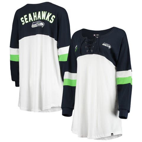 Seattle Seahawks New Era Women's Lace-Up Raglan T-Shirt - College Navy