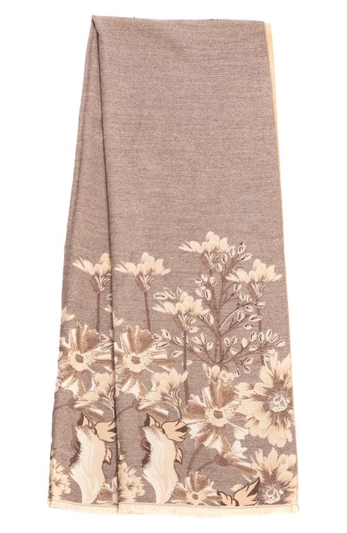 Saachi Floral Pattern Reversible Scarf In Light Beige/brown
