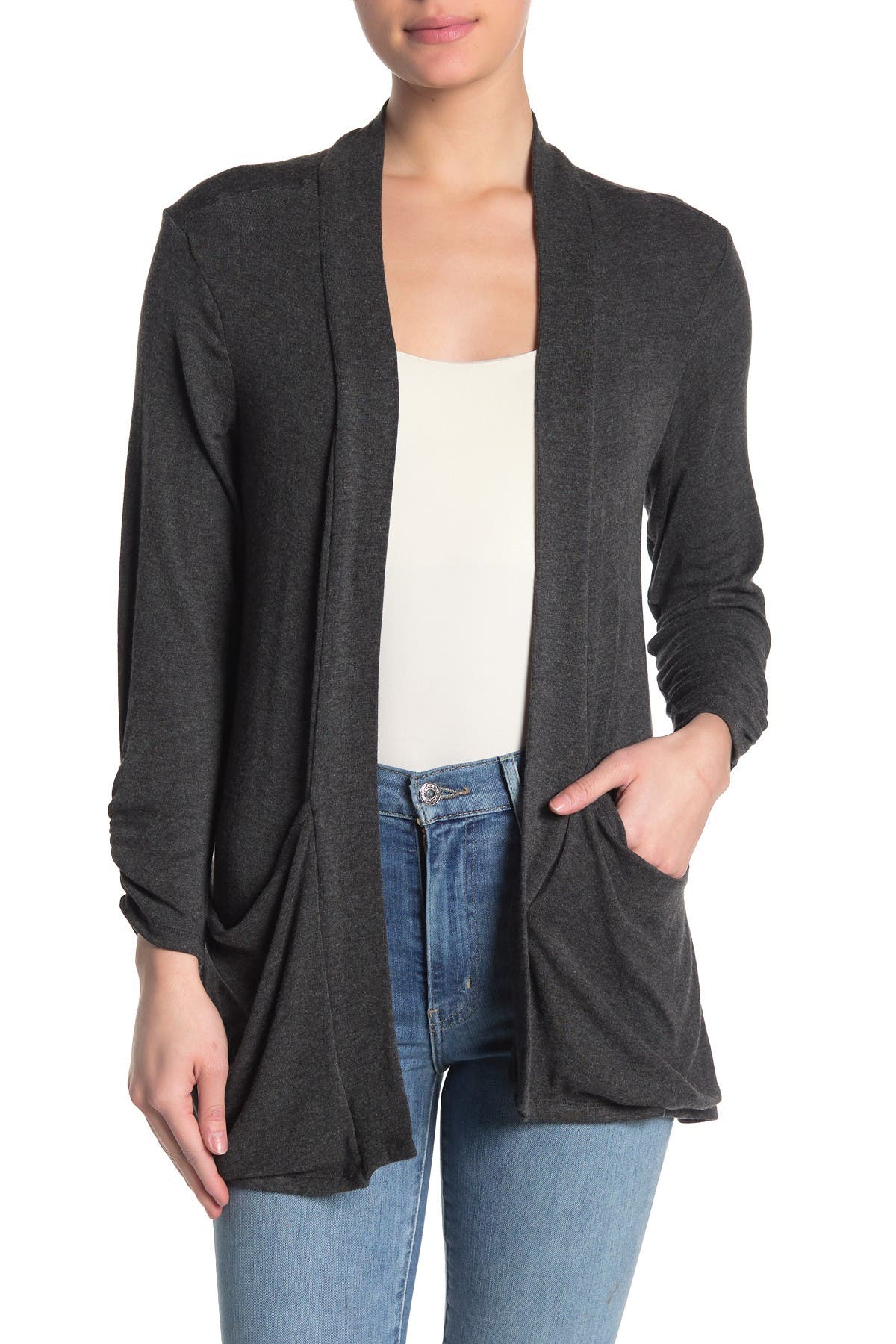 bobeau jemmy brushed open pocket cardigan
