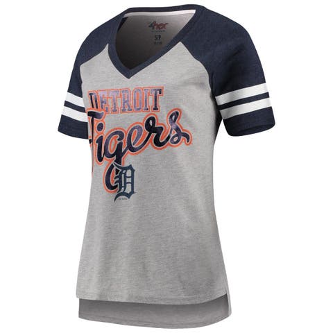 Women's Detroit Tigers PINK by Victoria's Secret White/Navy Baseball T-Shirt