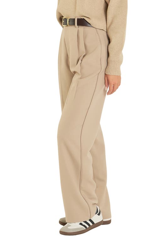 Shop Grey Lab Pleated Wide Leg Pants In Tan