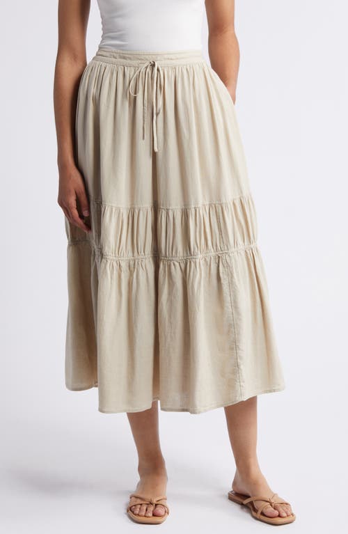 caslon(r) Tiered Linen Blend Midi Skirt at Nordstrom,