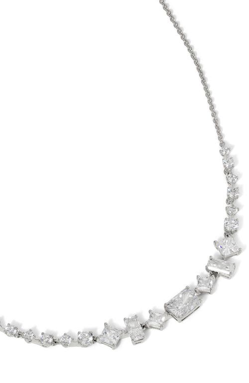 Shop Nadri Cubic Zirconia Frontal Necklace In Rhodium