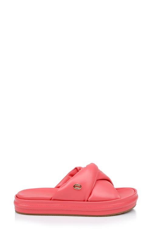 Milan Slide Sandal in Coral Leather