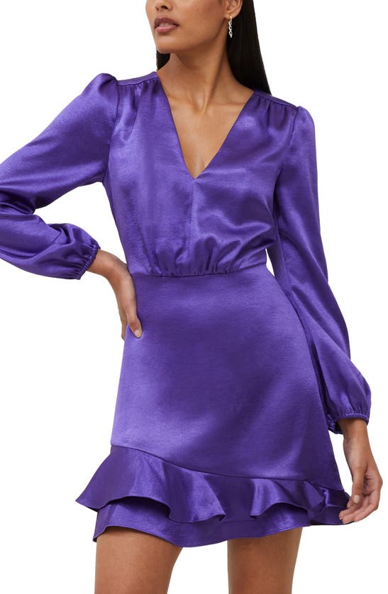 Shop French Connection Denney Long Sleeve Satin Cocktail Dress In Cobalt Violet