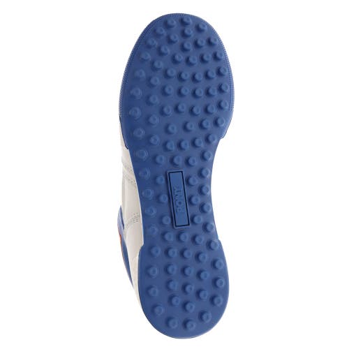 Pony Mens Astro Classic Genuine Leather Premium Lace Up Athletic Sneaker Shoe In Snow White/blue/orange