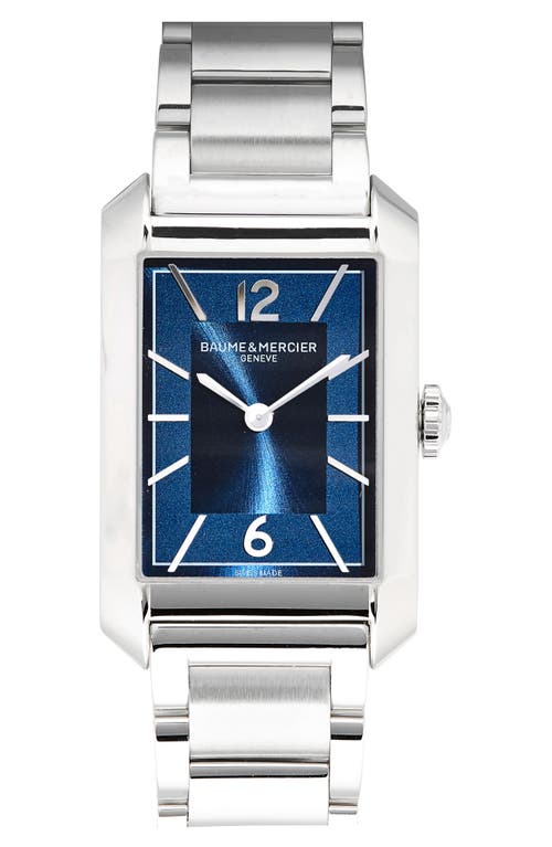 Baume & Mercier Hampton Bracelet Watch, 43mm X 27mm In Silver/opaline Blue