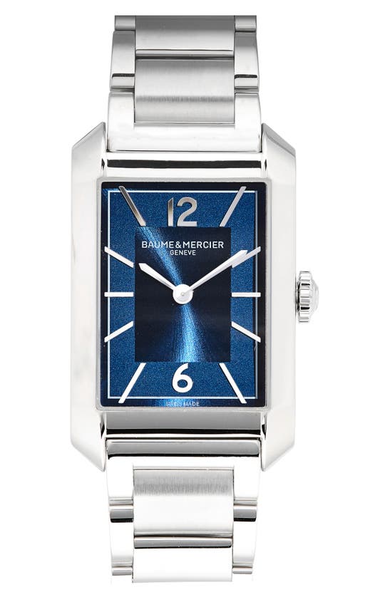 Baume & Mercier Hampton Bracelet Watch, 43mm X 27mm In Silver/ Opaline Blue