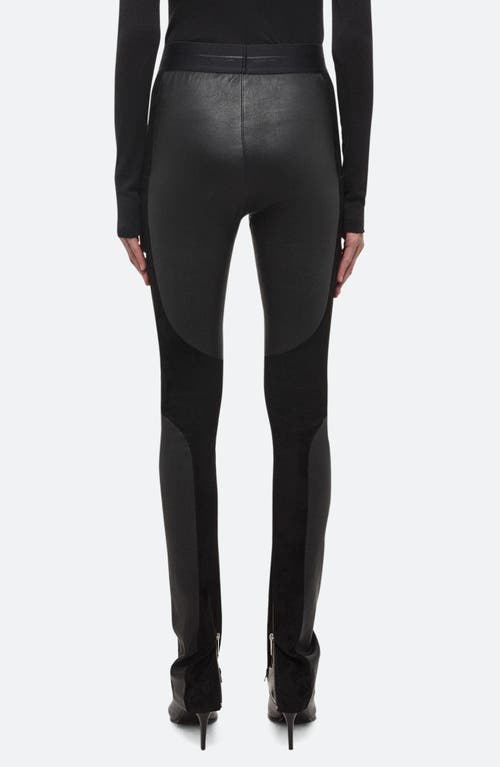 Shop Helmut Lang Racer Leather & Suede Leggings In Black