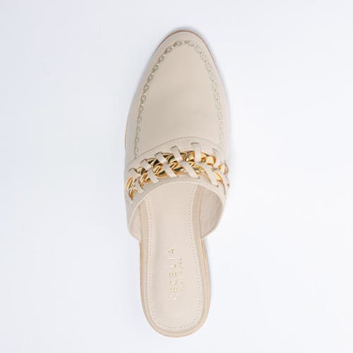 Shop Cecelia New York Dixon Chain Embellished Mule In Beige