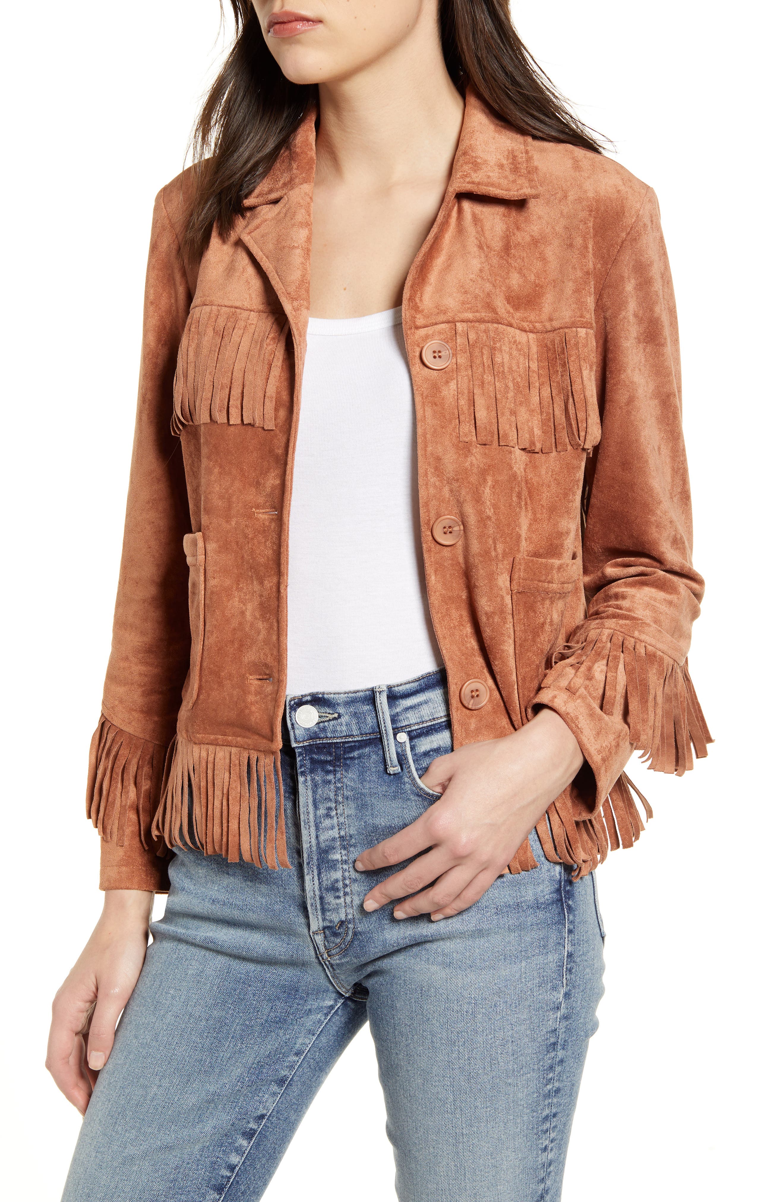 faux suede fringe jacket