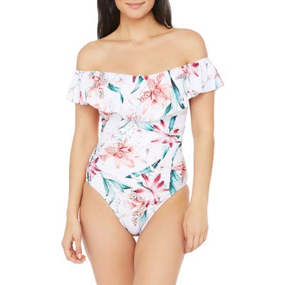 La Blanca Flyaway Off The Shoulder One-Piece Swimsuit, White