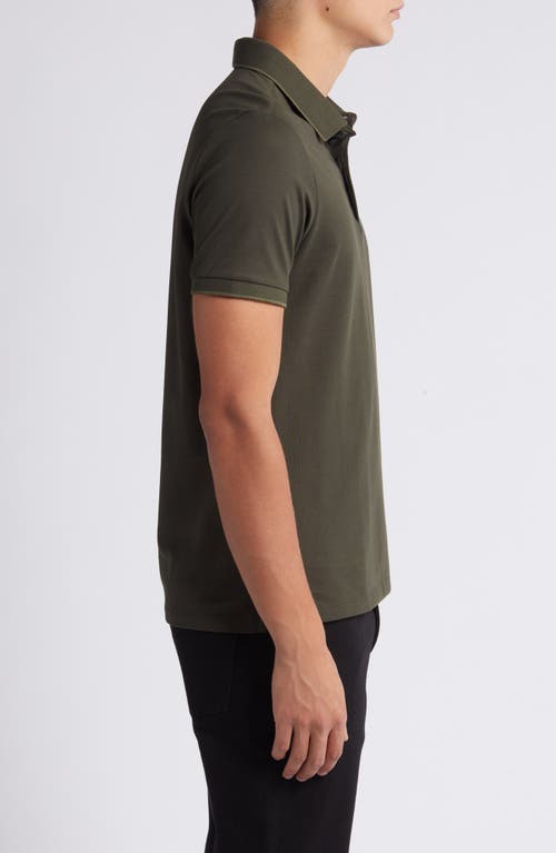 Shop Robert Barakett Hunter Tipped Solid Polo In Olive