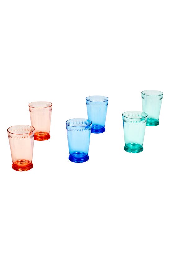 Tarhong Tritan Scallop Set Of 6 Tumblers In Blue Multi