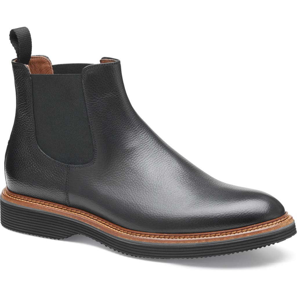 Johnston & Murphy Jenson Chelsea Boot In Black Tumbled Eu Calfskin