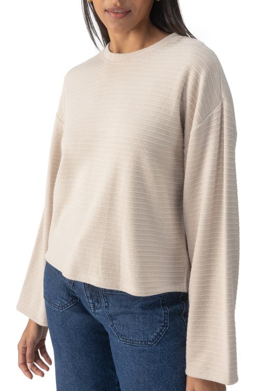 Shop Sanctuary Textured Ottmana Stripe Crewneck Top In Frosted Almond