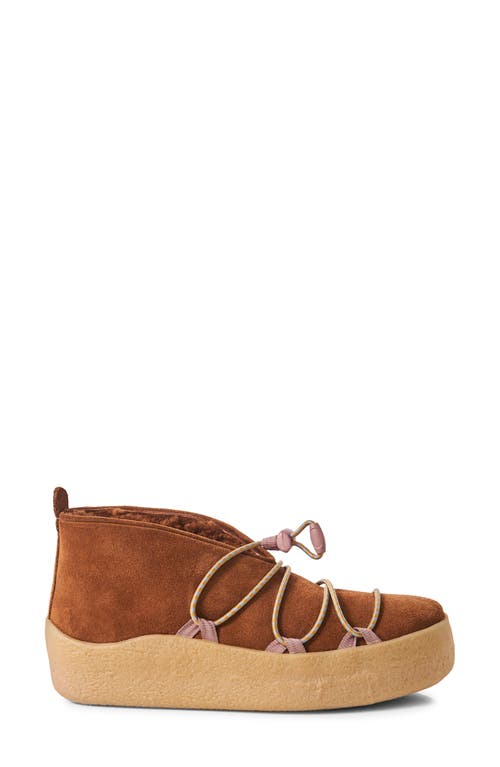 Shop Free People Snowdrop Micro Genuine Shearling Boot In Burnt Caramel Suede