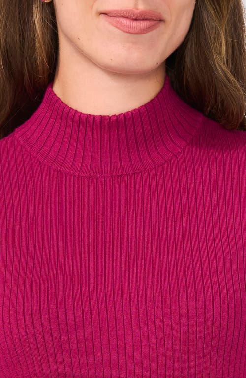 Shop Halogenr Halogen(r) Short Sleeve Mock Neck Rib Sweater In Raspberry Purple