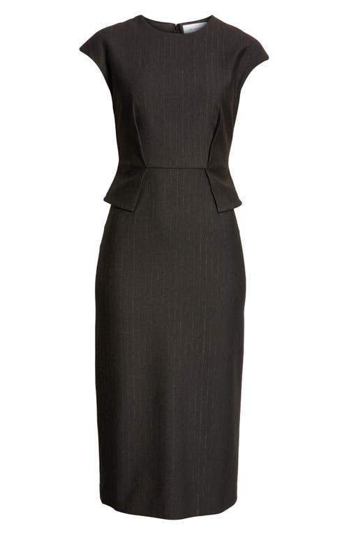 Shop St John St. John Collection Pinstripe Jersey Peplum Sheath Dress In Mocha