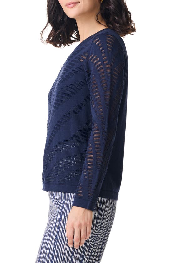 Shop Nic + Zoe Nic+zoe Placed Pointelle Stitch Sweater In Dark Indigo