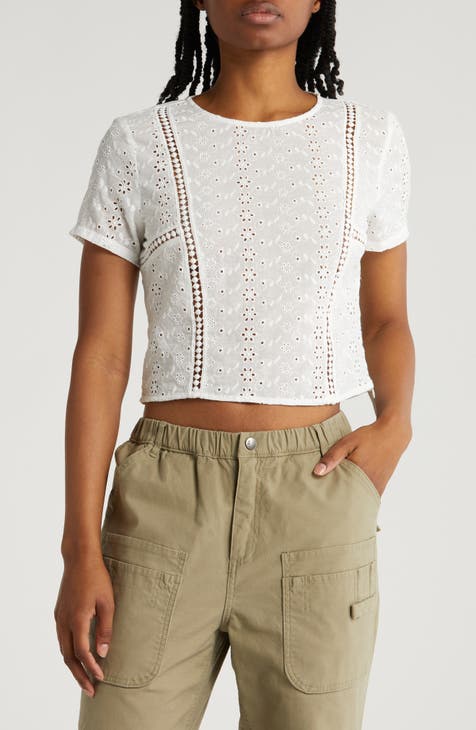 Sweetest Beauty Eyelet Embroidered Crop Top