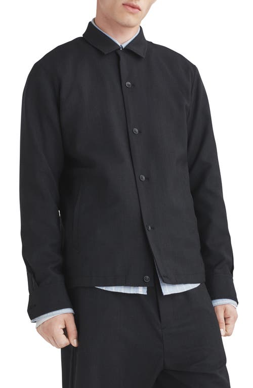 rag & bone Finlay Button-Up Stretch Wool Shirt Jacket in Black Navy at Nordstrom, Size X-Large