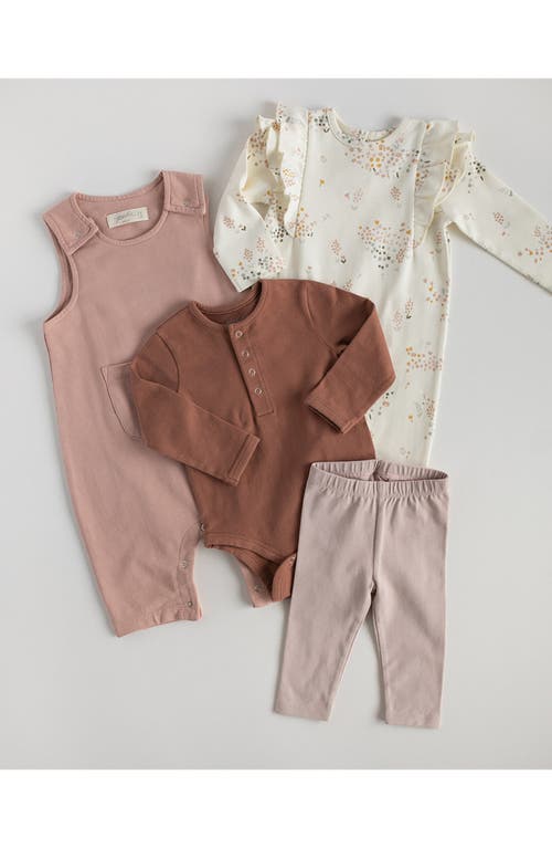 Shop Pehr Organic Cotton Henley Bodysuit In Soft Clay