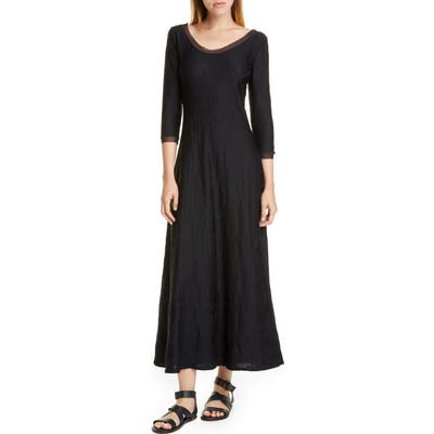 Fuzzi Floral Rib Maxi Dress, Black