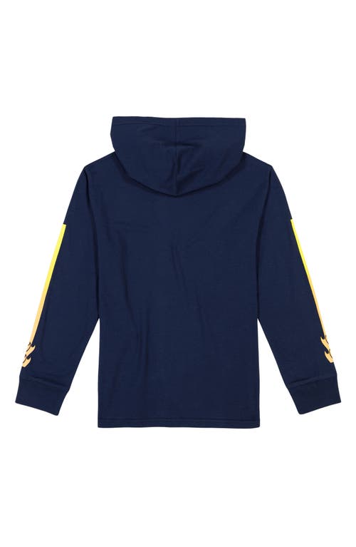 Shop Billabong Kids' Grad Long Sleeve Hooded Graphic T-shirt In Dusty Navy