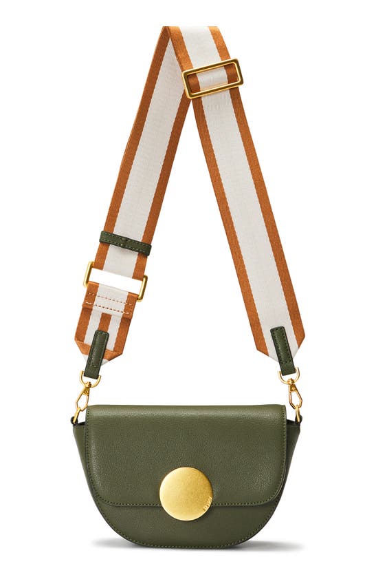 Shop Oryany Lottie Leather Saddle Crossbody Bag In Olive
