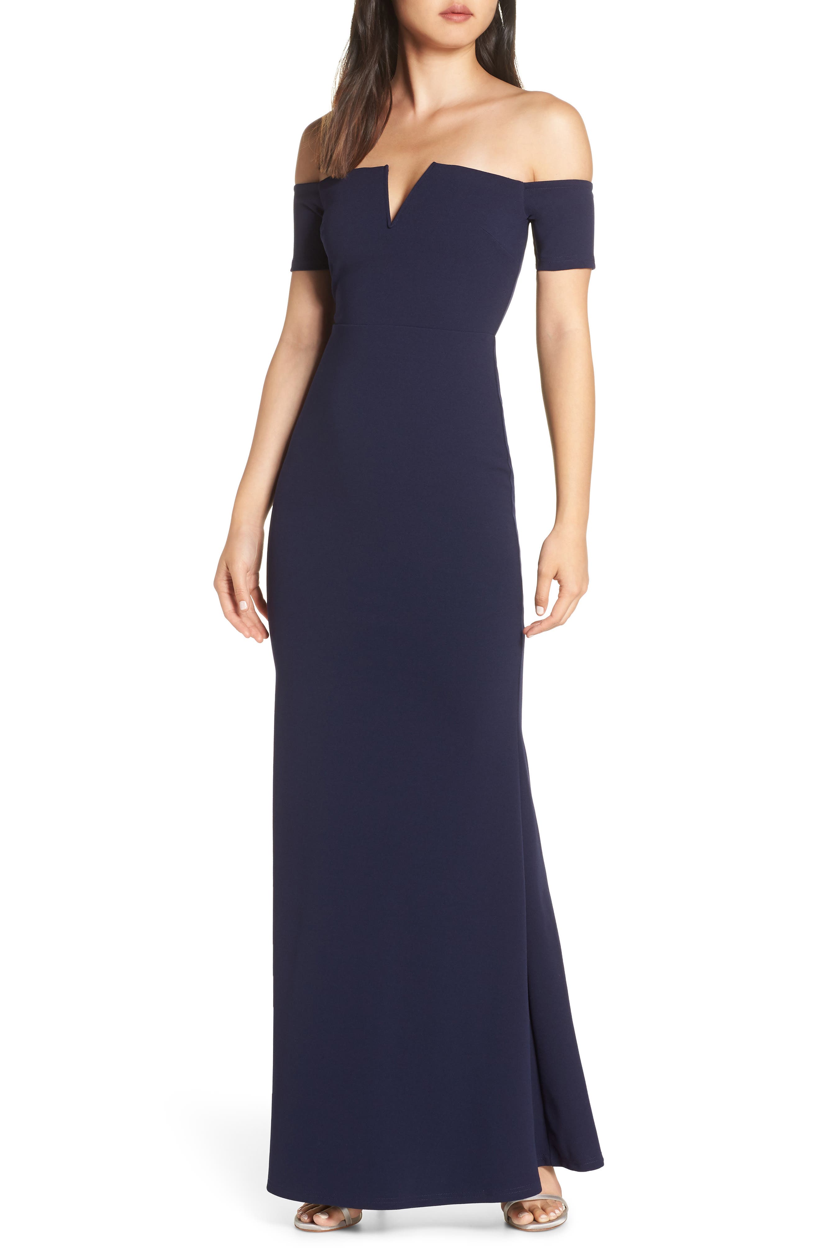 Lulus Lynne Off The Shoulder Gown, Blue
