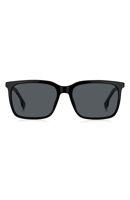 Shop Hugo Boss Boss 57mm Rectangular Sunglasses In Black/grey