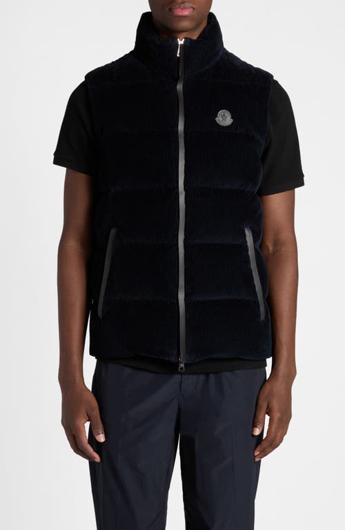 Shop Moncler Acrab Corduroy Down Puffer Vest In Dark Blue