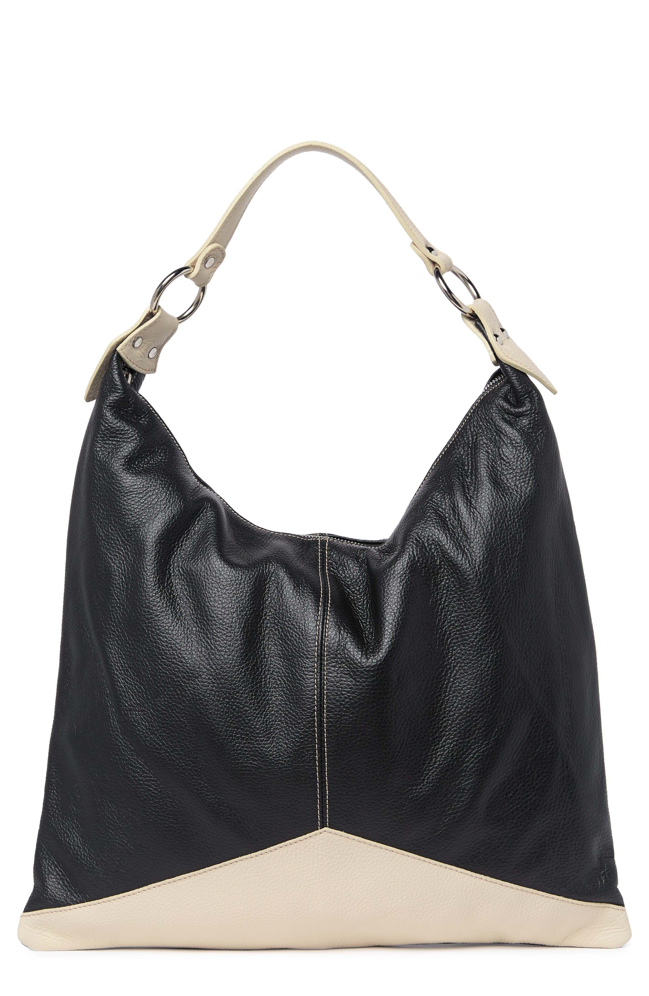 Lisa Minardi Dollaro Pebbled Leather Hobo Bag In Black Beige | ModeSens