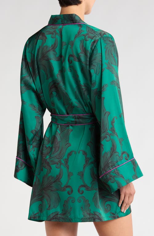 Shop Kilo Brava Print Short Robe In Emerald Damask