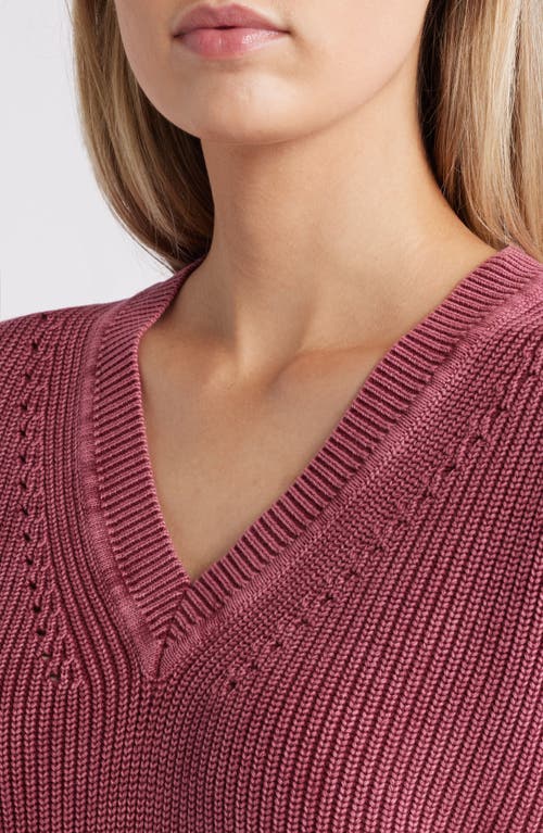 Shop Tommy Bahama Indigo Palms Cotton V-neck Sweater In Beet Red