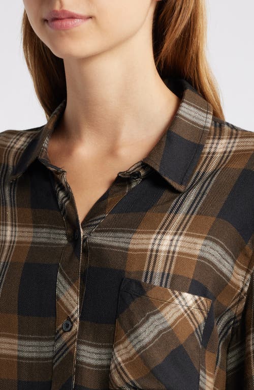 Shop Rails Hunter Plaid Button-up Shirt In Black Carmel Lurex